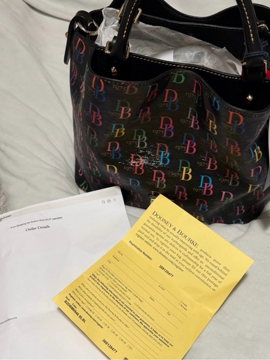 Dooney & Bourke Handbags - Dooney & Bourke DB75 Small Brenna Satchel NWT + Matching Wallet Rainbow Monogram